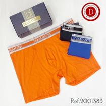 kit com 3 Cuecas Boxer longa, de Microfibra Coloridas -Diamantes Lingerie
