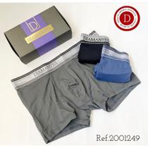 Kit Com 3 Cuecas Boxer Longa ,de microfibra - Diamantes Lingerie