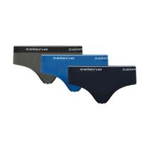 Kit Com 3 Cuecas Lisa Adulto De Algodão Modelo Slip Tradicional Normal