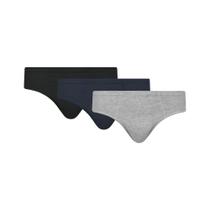 Kit Com 3 Cuecas Lisa Slip Tradicional Básica Adulto Algodão Cotton