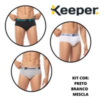 Kit com 3 cuecas slip 100% algodão Keeper 17030 Kit com 3 cuecas slip 100% algodão Keeper 17030