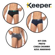 Kit com 3 cuecas slip 100% algodão Keeper 17030