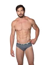 Kit com 3 cuecas slip algodão canelado, cotton active man