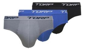 Kit com 3 Cuecas Slip Algodão Torp Cores Sortidas - Ref.7004