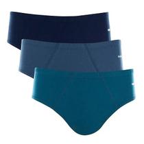 Kit com 3 Cuecas Slip Mash 010.20 Marinho/Azul petróleo/Royal