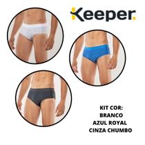 Kit com 3 cuecas slip microfibra risca de giz Keeper Ref.: 45530 Kit com 3 cuecas slip microfibra risca de giz Keeper Ref.: 45530