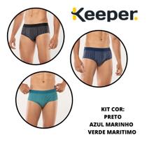 Kit com 3 cuecas slip microfibra risca de giz Keeper Ref.: 45530