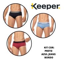 Kit com 3 cuecas slip microfibra soft lisa Keeper Ref.: 36530 Kit com 3 cuecas slip microfibra soft lisa Keeper Ref.: 36530
