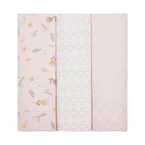 Kit Com 3 Cueiros Estampados Flanelados Composê Papi Rosa Claro Kit Com 3 Cueiros Estampados Flanelados Composê Papi Rosa Claro