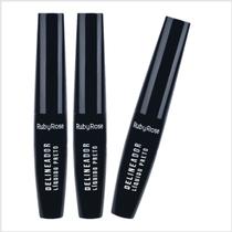 Kit com 3 delineador liquido preto hb8406n rubyrose