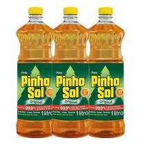 Kit com 3 Desinfetante Pinho Sol Original 1L Cada Kit com 3 Desinfetante Pinho Sol Original 1L Cada
