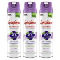 Kit com 3 Desinfetantes Lysoform Aerossol Lavanda 360ml