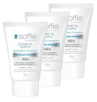 Kit com 3 Desodorante Antitranspirante Soffie Clinical Sensitive 48h