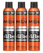 Kit com 3 Desodorante antitranspirante Soffie Men Adventure Aerossol