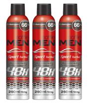 Kit com 3 Desodorante Antitranspirante Soffie Men Sport Turbo Aerosol
