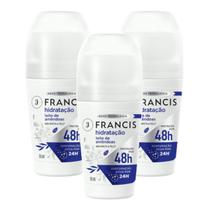 Kit com 3 Desodorante Roll On Francis Leite De Amêndoas 50ml Kit com 3 Desodorante Roll On Francis Leite De Amêndoas 50ml