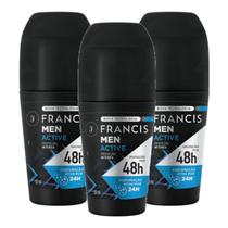 Kit com 3 Desodorante Rollon Francis Men Active 50ml Kit com 3 Desodorante Rollon Francis Men Active 50ml