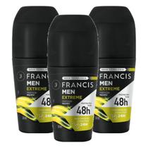 Kit com 3 Desodorante Rollon Francis Men Extreme 50ml