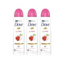 Kit com 3 Desodorantes Antitranspirantes Aerosol Dove Go Fresh Romã e Verbena 150ml Kit com 3 Desodorantes Antitranspirantes Aerosol Dove Go Fresh Romã e Verbena 150ml