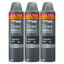 Kit com 3 Desodorantes Antitranspirantes Aerosol Dove Men Invisible Dry 250ml Kit com 3 Desodorantes Antitranspirantes Aerosol Dove Men Invisible Dry 250ml