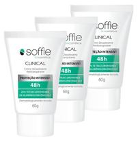Kit com 3 Desodorantes Antitranspirantes Soffie CLINICAL 48h