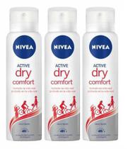 Kit com 3 Desodorantes Nivea Active Dry Comfort 48h 150ml Cada