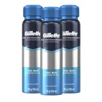 Kit com 3 Desodorantes Spray Gillette Cool Wave 150ml