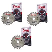 Kit com 3 Discos Cortag 4 ⅜ ou 110mm com 24 Dentes para usar com Serra Circular para Cortar Madeira 60864