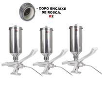 Kit com 3 Doceiras de Churros Com Copo de Rosca 2 Litros em Alumínio R2