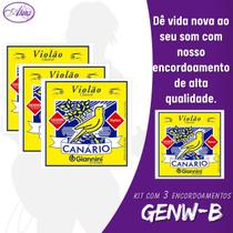 Kit com 3 Encordoamentos Canário GENWB para Violão Nylon com Bolinha