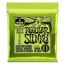 Kit com 3 Encordoamentos para Guitarra Ernie Ball 010-046 Regular Slink 3221