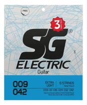 Kit Com 3 Encordoamentos Para Guitarra Sg Strings 09 Níquel Kit Com 3 Encordoamentos Para Guitarra Sg Strings 09 Níquel