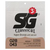 Kit com 3 Encordoamentos para Violão Nylon SG Strings Tensão Média com Bolinha Kit com 3 Encordoamentos para Violão Nylon SG Strings Tensão Média com Bolinha
