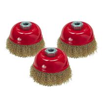 Kit com 3 Escova Copo P/ Lixadeira esmerilhadeira 75 mm M14