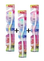 Kit com 3 Escova Dental Adulto Cerdas Média + Protetor de Cerdas