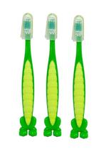 Kit com 3 Escova Dental Infantil Dino com Cerdas Macias Limpador de Língua e Bochechas + Protetor de Cerdas Kit com 3 Escova Dental Infantil Dino com Cerdas Macias Limpador de Língua e Bochechas + Protetor de Cerdas
