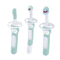 Kit com 3 Escovas de Dente Para Bebê Brushes Azul - MAM Kit com 3 Escovas de Dente Para Bebê Brushes Azul - MAM
