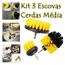 Kit Com 3 Escovas Limpeza Auto Com Mandril P/ Parafusadeira - SAINT PLUS