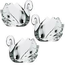 Kit com 3 Esculturas Cisne Em Vidro Corpo Aberto100ml Presente Bibelô com 12cm