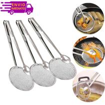Kit com 3 Escumadeira Pegador de Fritura Pastel Pastelaria Kit com 3 Escumadeira Pegador de Fritura Pastel Pastelaria