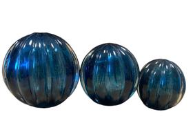 Kit com 3 Esferas Murano Azuis Petróleo Tamanhos P, M e G Casa Del Grande