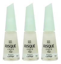 Kit com 3 Esmaltes Risqué Care Seda Base