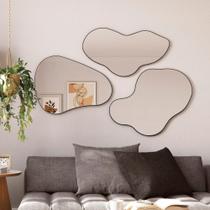 Kit com 3 Espelhos Orgânicos Decorativos Sala Dalla Costa