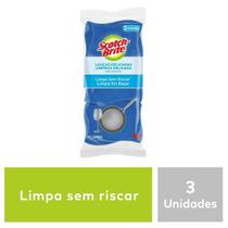 Kit com 3 Esponja SCOTCH-BRITE Cozinha Nao Risca Azul