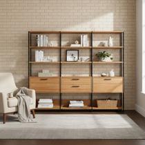 Kit com 3 Estantes Multiuso 2,15m Prateleiras Porta Gavetas 100% MDF Móvel na Caixa