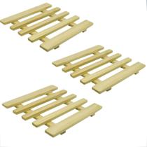 Kit com 3 Esteiras de Madeira Quadrada para Panela Prolar
