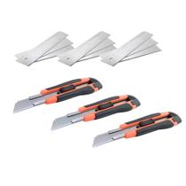 Kit com 3 Estilete Grande Emborrachado 9 Lâminas Largas - Idea Kit com 3 Estilete Grande Emborrachado 9 Lâminas Largas - Idea