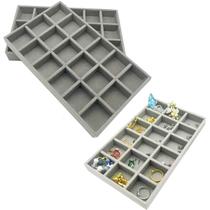 Kit com 3 Estojo Bandeja Organizador de Joias e Bijuterias em Veludo com 18 Espaços