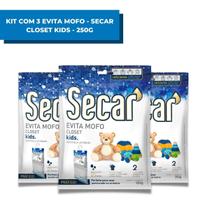 Kit Com 3 Evita Mofo Secar Original Closet Kids 250g Desumificador Guarda Roupa Anti Umidade Guarda Roupa