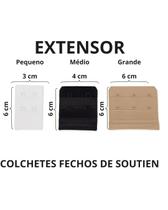 Kit com 3 Extensor de Sutiã Colchete Extensor Sutia Preto Bege Branco Kit com 3 Extensor de Sutiã Colchete Extensor Sutia Preto Bege Branco